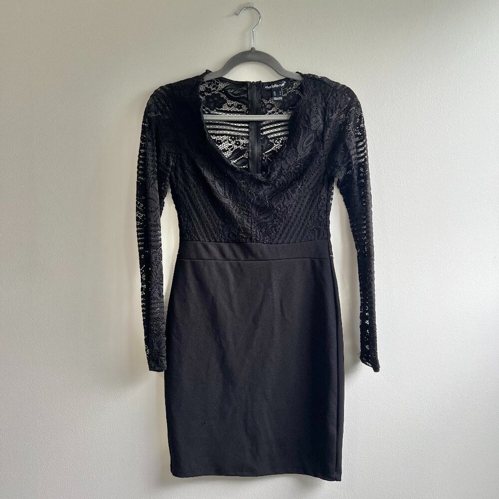 Bodycon mini dress with lace bodice